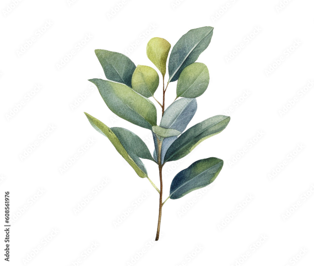 Fototapeta premium watercolor eucalyptus leaves