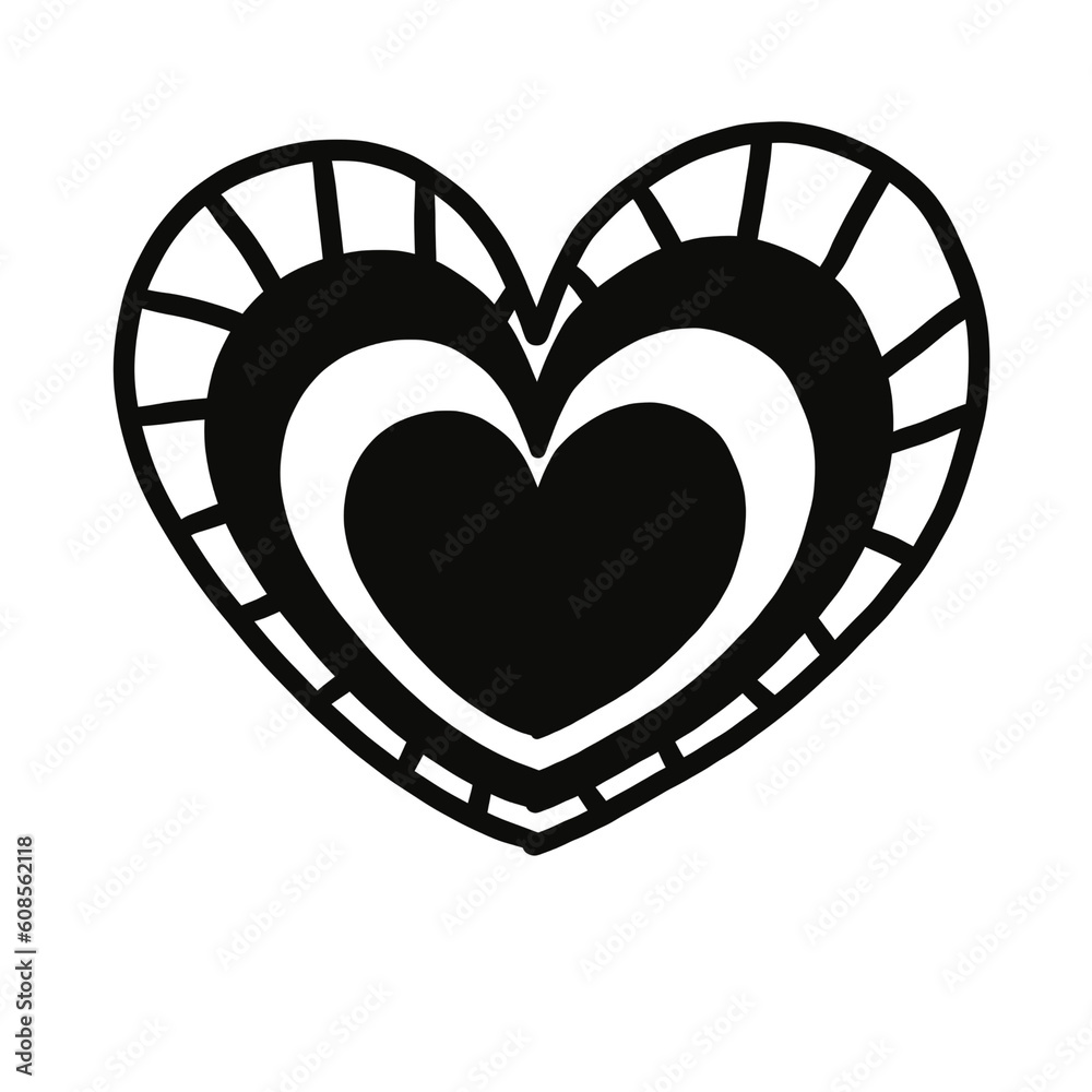 Fototapeta premium heart,doodle,love,valentine,feelings,line,draw,blackandwhite,icon,logo