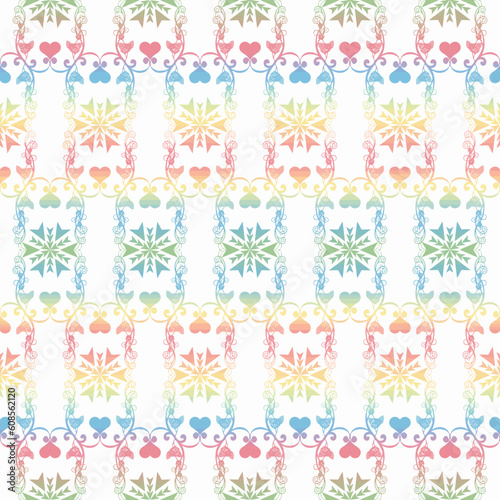Background of seamless floral and heart pattern