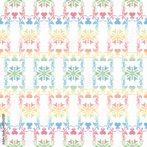 Background of seamless floral and heart pattern