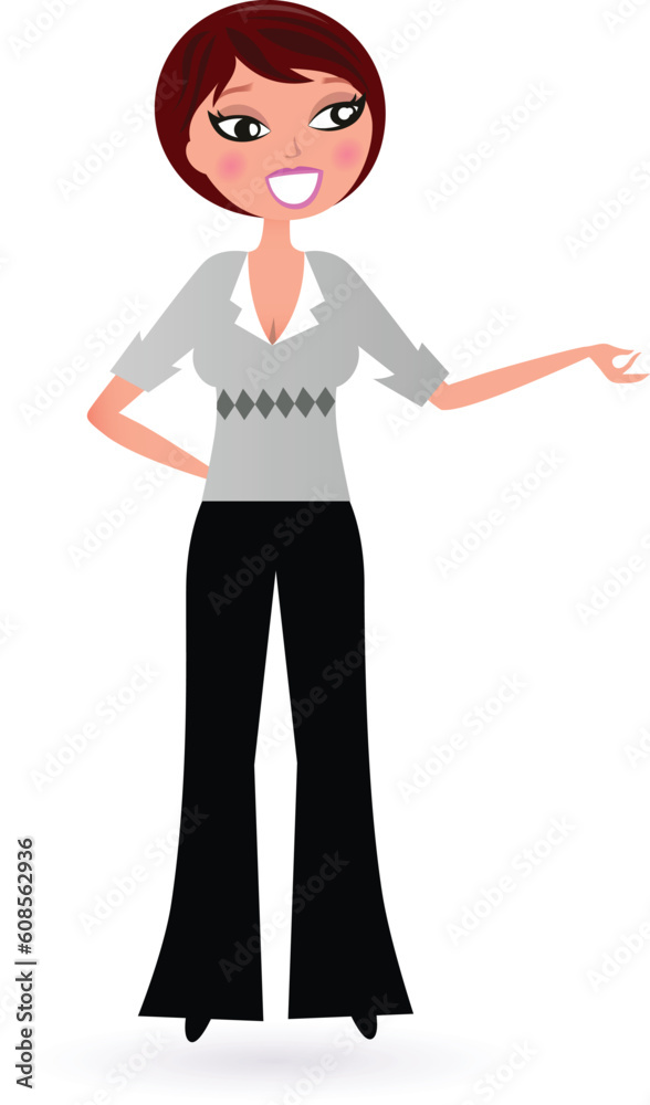 Beautiful young Business Woman makes presentation. Vector Beautiful young Business Woman makes presentation. Vector