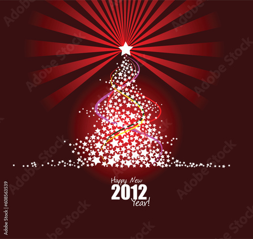 Christmas - New Year midnight background. Greeting card. Vector illustration