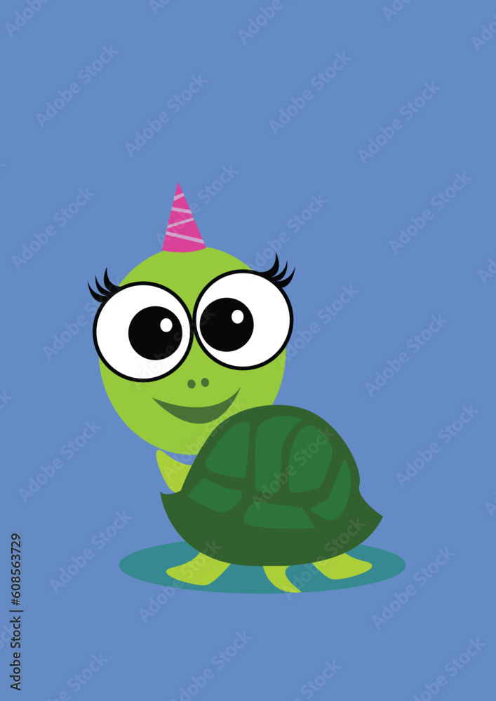 Fototapeta premium a cute female turtle turn back and greet with you.