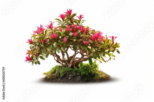 Flower bush shrub tree plant isolated tropical jungle.  Generative AI