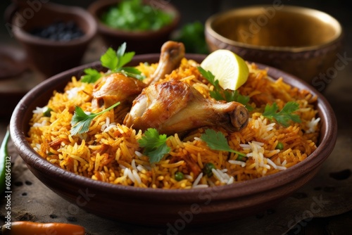 Flying Chicken Biryani: Spicy Indian Hyderabadi Biryani .Generative AI