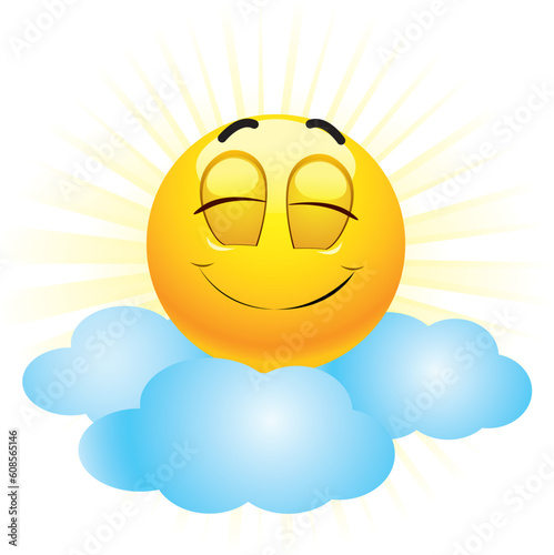 Smiling ball being on seventh heaven