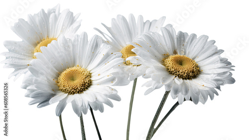 Image of Fresh Spring Daisies Flowers on Transparent Background. Generative AI. photo