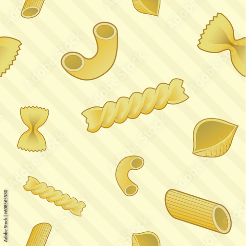 Pasta food seamless tiled background in vector format