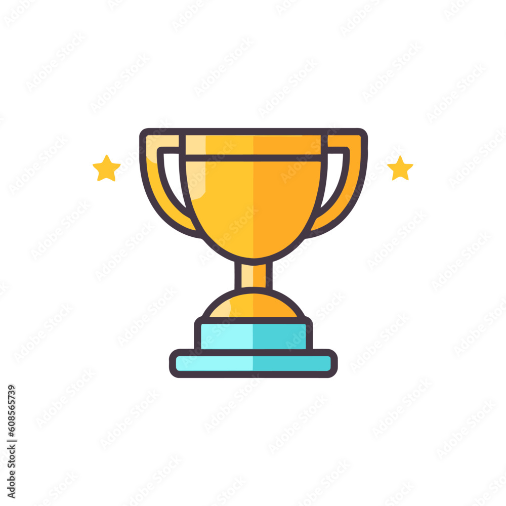 Championship prize. Golden cup. Award symbol in flat style isolated on white background. Vector illustration Championship prize. Golden cup. Award symbol in flat style isolated on white background. Vector illustration