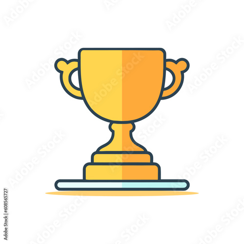 Championship prize. Golden cup. Award symbol in flat style isolated on white background. Vector illustration
