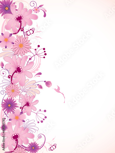 vector floral background with pink flowers