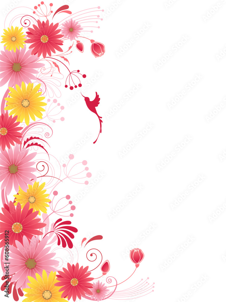 vector floral background with red flowers vector floral background with red flowers