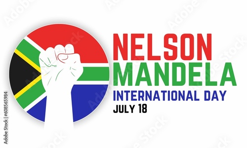 International nelson mandela day July 18 Banner design with closed fist icon photo