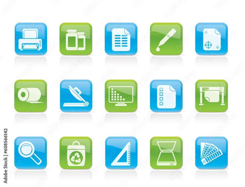 Commercial print icons - vector icon set Commercial print icons - vector icon set