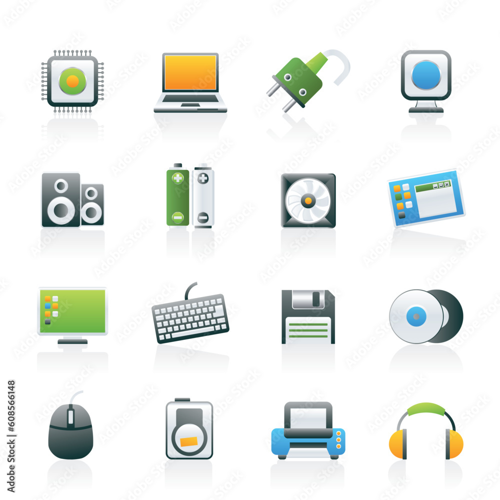 Computer Items and Accessories icons - vector icon set