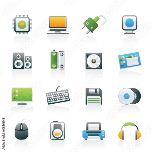 Computer Items and Accessories icons - vector icon set