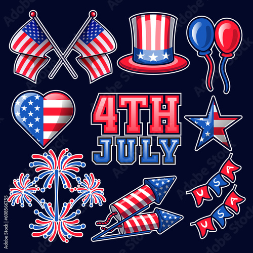 American independence day element collection. 4th of july independence day USA set collection