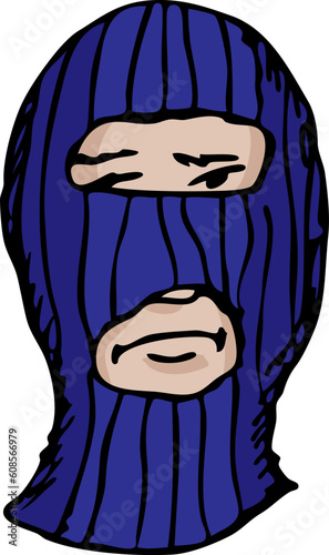 Person pin-striped ski mask over white background