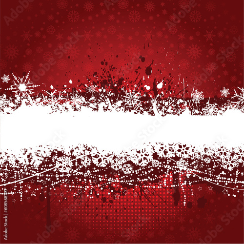 Grunge style Christmas background with snowflakes and stars