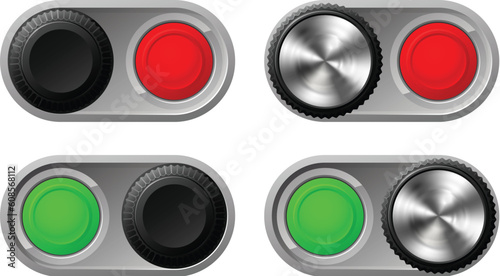 Illustration of toggle switches in both settings with green and red lights