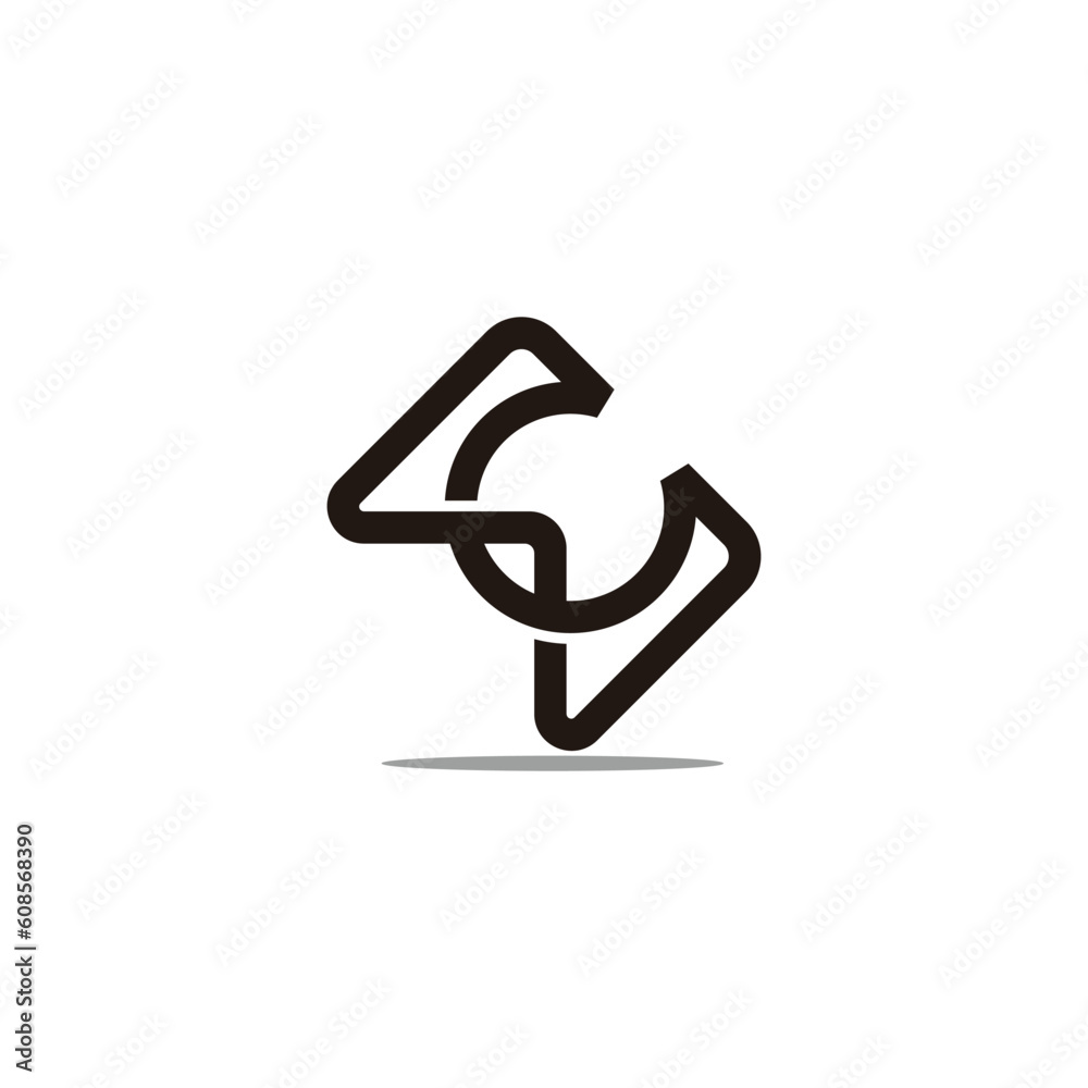 letter wc linked shadow simple logo vector letter wc linked shadow simple logo vector
