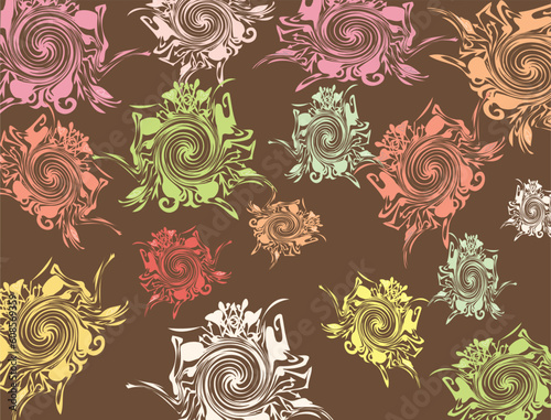 Brown background with varicoloured elements, vector, illustration
