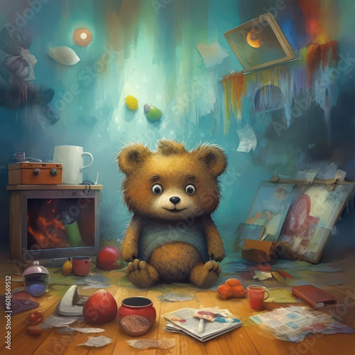 Cute Bears, Childrens Book Illustration, Generative AI