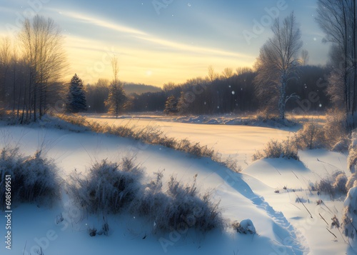 Landscape Winter, Generative AI Illustration © pandawild