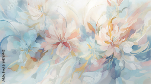 Flower wallpaper background in pastel colors. Generative AI