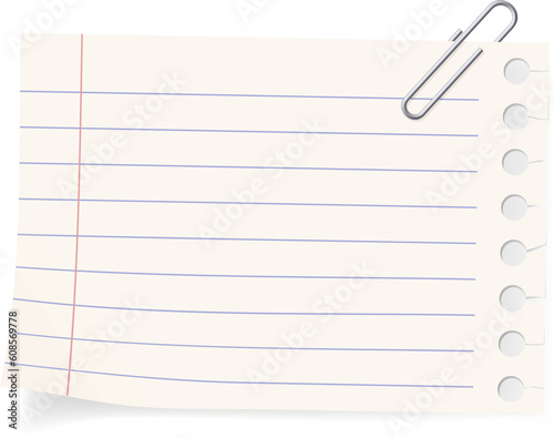 Clip and a piece of paper. Illustration on white background.