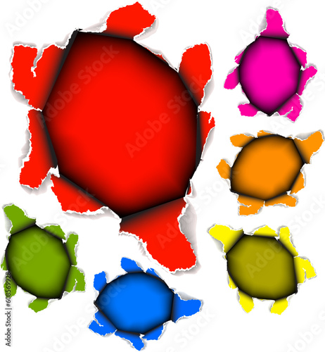 Collection of vector elements: holes in the sheet of paper