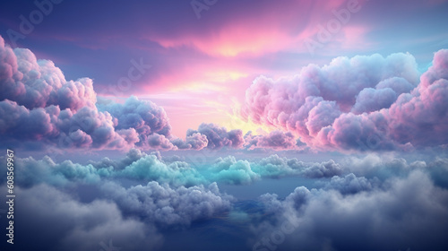 Colorful background wallpaper of clouds in pastel colors. Generative AI © Анастасия Каргаполов