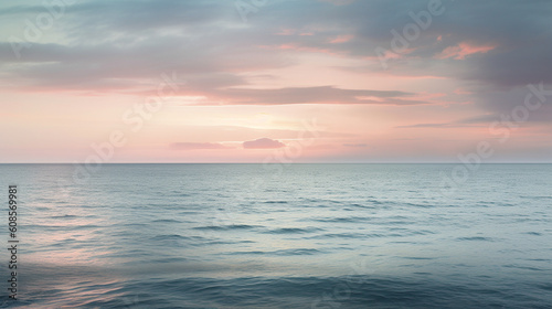 Sunset sea wallpaper background in pastel colors. Generative AI