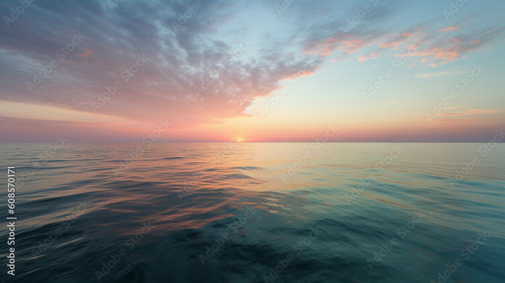 Sunset sea wallpaper background in pastel colors. Generative AI
