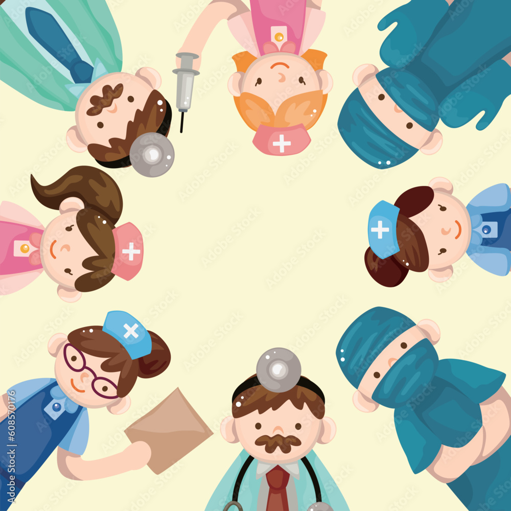 cartoon doctor and nurse card
