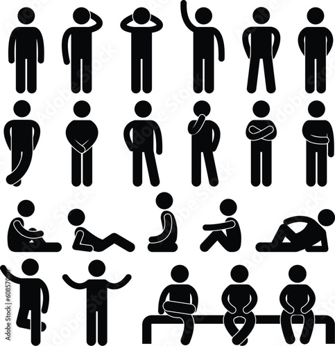 A set of pictogram about man basic posture.