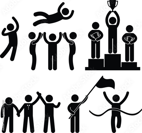 A set of pictogram about success, winning, and defeat.