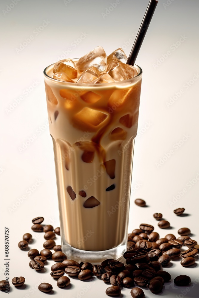 Fresh mochaccino ice with coffee bean AI Generative Fresh mochaccino ice with coffee bean AI Generative