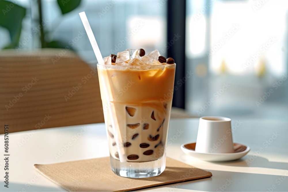 Fresh mochaccino ice on the table AI Generative Fresh mochaccino ice on the table AI Generative