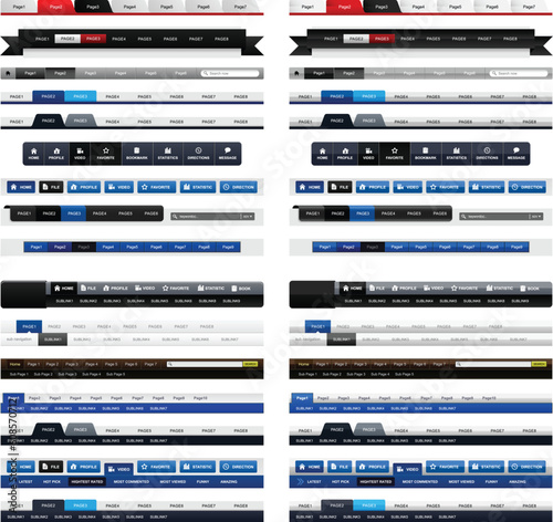 A set of unique web design navigation bar.