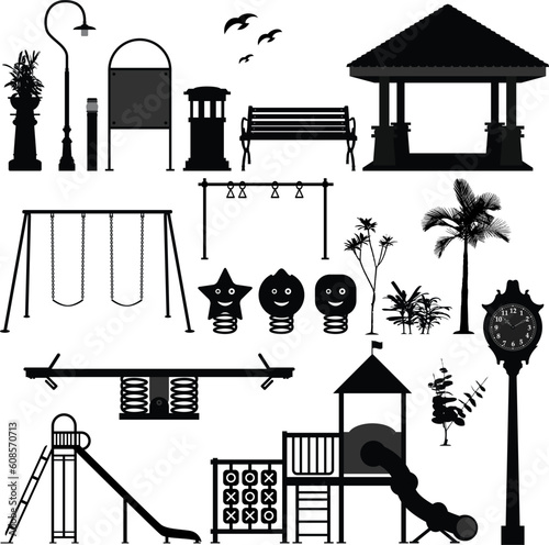 A set of children playground equipments.