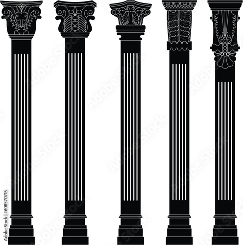 A set of ancient pillar and column.