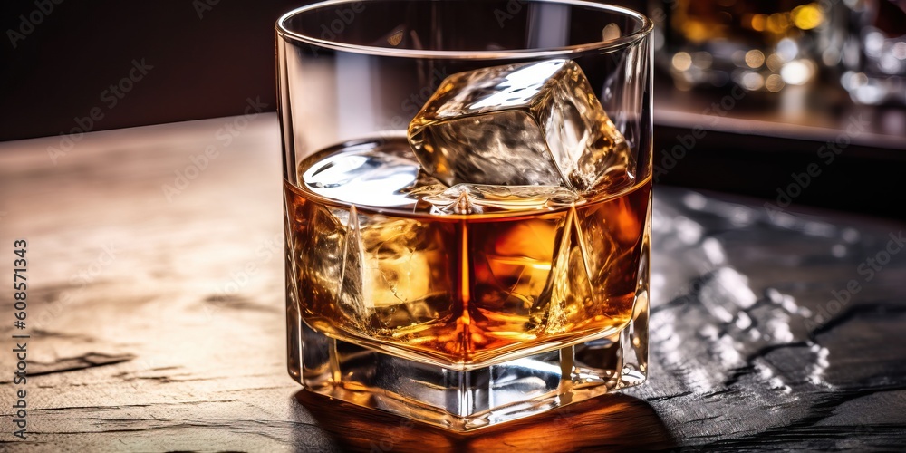 Portrait a glass of whiskey on the table AI Generative Portrait a glass of whiskey on the table AI Generative