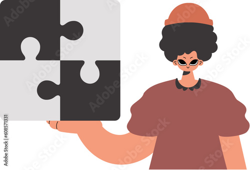 The individual is holding a shock. Collect work subject. Pulled back. Trendy style, Vector Illustration
