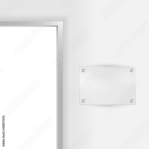 Entry to Office - Open Door and Blank Plate For Company Name