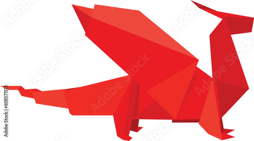 illustration of a red origami dragon figure, eps8 vector photo