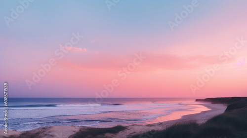 Sunset sea wallpaper background in pastel colors. Generative AI