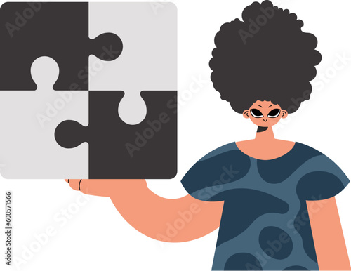 The individual is holding a flabbergast. Collect work subject. Pulled back. Trendy style, Vector Illustration