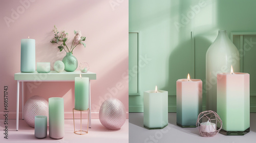 Soft pastel gradients of light pink and mint green. Generative AI © Анастасия Каргаполов