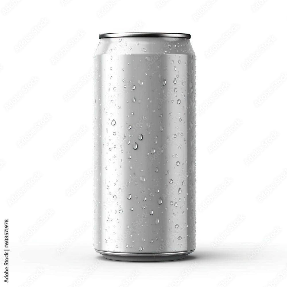 Portrait soda cans mockup with water drops isolated on white AI Generative